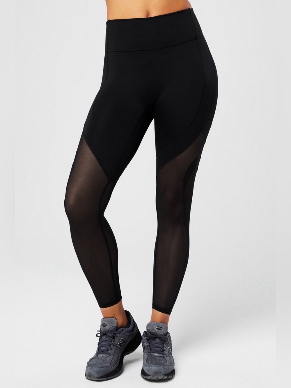 Fabletics Black High-Waist Mesh-Inset Leggings NWOT